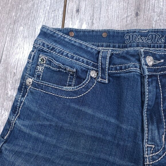 Miss Me Jeans Womens 27 Boyfriend Fit Capri Blue Denim Mid Rise JB5501P2 Pants - Picture 4 of 9